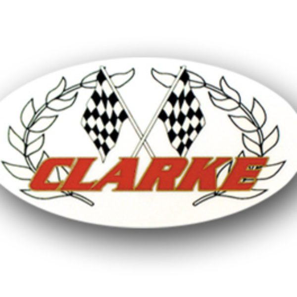 "CLARKE" Clear SM Oval Sticker (2 x 3.5) #CD8