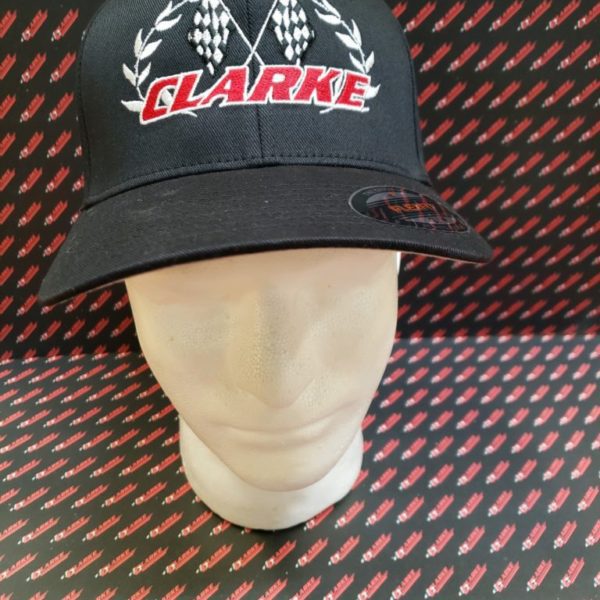 "CLARKE" Hat flex fit (Black W/Red Race Logo) #A-2